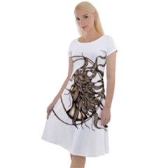 Psychedelic Art Drawing Sun And Moon Head Fictional Character Classic Short Sleeve Dress by Sarkoni