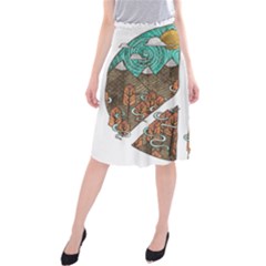 Psychedelic Art Painting Peace Drawing Landscape Art Peaceful Midi Beach Skirt by Sarkoni