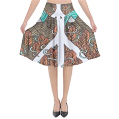 Psychedelic Art Painting Peace Drawing Landscape Art Peaceful Flared Midi Skirt by Sarkoni