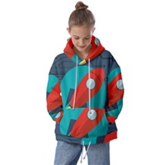 Rocket With Science Related Icons Image Kids  Oversized Hoodie by Bedest