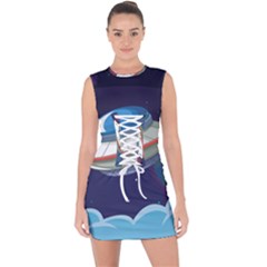 Ufo Alien Spaceship Galaxy Lace Up Front Bodycon Dress by Bedest