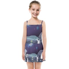 Alien Astronaut Scene Kids  Summer Sun Dress by Bedest