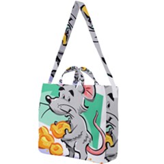 Mouse Cheese Tail Rat Mice Hole Square Shoulder Tote Bag by Sarkoni