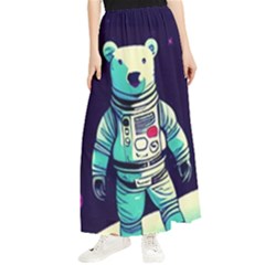 Bear Astronaut Futuristic Maxi Chiffon Skirt by Bedest