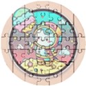 Boy Astronaut Cotton Candy Wooden Puzzle Round View1