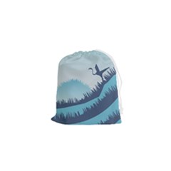 Swan Flying Bird Wings Waves Grass Drawstring Pouch (xs) by Bedest