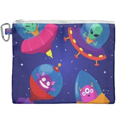 Cartoon Funny Aliens With Ufo Duck Starry Sky Set Canvas Cosmetic Bag (xxxl) by Ndabl3x