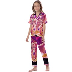 Astronaut Spacesuit Standing Surfboard Surfing Milky Way Stars Kids  Satin Short Sleeve Pajamas Set by Ndabl3x