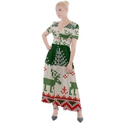 Merry Christmas Ugly Button Up Short Sleeve Maxi Dress