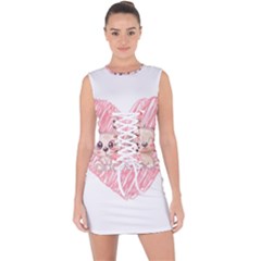 Paw Dog Pet Puppy Canine Cute Lace Up Front Bodycon Dress by Sarkoni