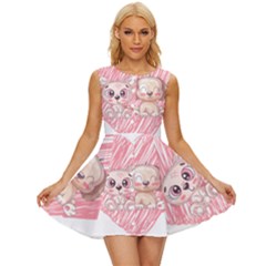 Paw Dog Pet Puppy Canine Cute Sleeveless Button Up Dress by Sarkoni