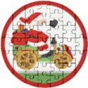 Christmas Santa Claus Wooden Puzzle Round View1