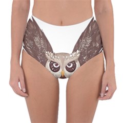 Owl Bird Feathers Reversible High-waist Bikini Bottoms by Sarkoni