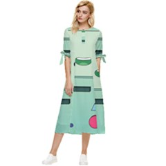 Adventure Time Bmo Beemo Green Bow Sleeve Chiffon Midi Dress by Bedest