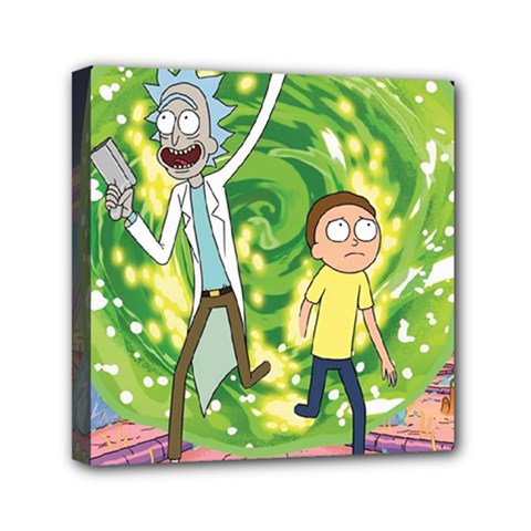 Rick And Morty Adventure Time Cartoon Mini Canvas 6  X 6  (stretched) by Bedest