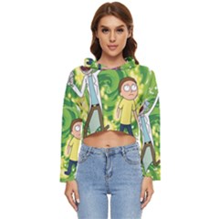 Rick And Morty Adventure Time Cartoon Women s Lightweight Cropped Hoodie by Bedest