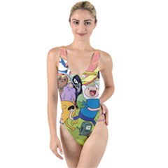 Adventure Time Finn  Jake High Leg Strappy Swimsuit by Bedest