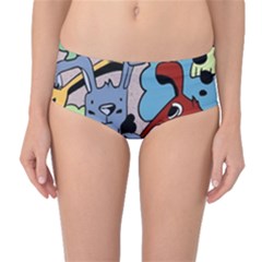 Graffiti Monster Street Theme Mid-waist Bikini Bottoms by Bedest