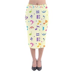 Seamless Pattern Musical Note Doodle Symbol Velvet Midi Pencil Skirt by Hannah976