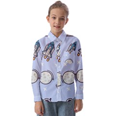Seamless Pattern With Space Theme Kids  Long Sleeve Shirt by Hannah976