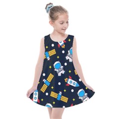 Seamless Adventure Space Vector Pattern Background Kids  Summer Dress by Hannah976