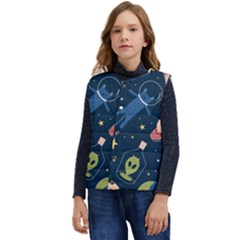 Seamless Pattern With Funny Aliens Cat Galaxy Kid s Button Up Puffer Vest	 by Hannah976