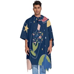Seamless Pattern With Funny Aliens Cat Galaxy Men s Hooded Rain Ponchos by Hannah976