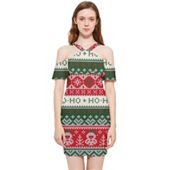 Ugly Sweater Merry Christmas  Shoulder Frill Bodycon Summer Dress by artworkshop