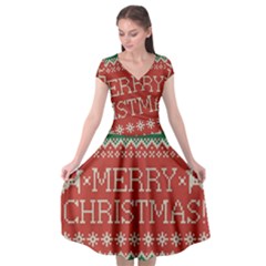 Merry Christmas  Pattern Cap Sleeve Wrap Front Dress by artworkshop