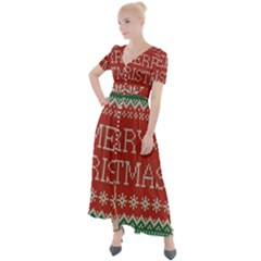 Merry Christmas  Pattern Button Up Short Sleeve Maxi Dress by artworkshop