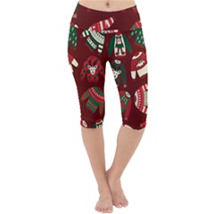 Ugly Sweater Wrapping Paper Lightweight Velour Cropped Yoga Leggings by artworkshop