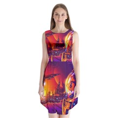 Far Future Human Colonization Sleeveless Chiffon Dress   by Hannah976