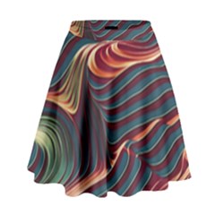 Dessert Storm Wave  pattern  High Waist Skirt by coffeus
