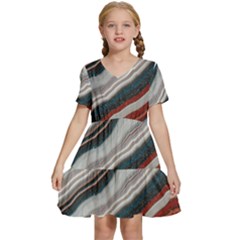Dessert Road  pattern  All Over Print Design Kids  Short Sleeve Tiered Mini Dress