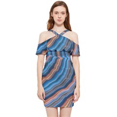 Dessert Waves  pattern  All Over Print Design Shoulder Frill Bodycon Summer Dress by coffeus