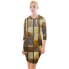 Golden Mosaic Tiles  Quarter Sleeve Hood Bodycon Dress by essentialimage