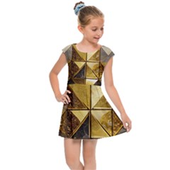 Golden Mosaic Tiles  Kids  Cap Sleeve Dress by essentialimage365