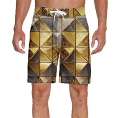 Golden Mosaic Tiles  Men s Beach Shorts