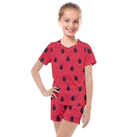 Seamless Watermelon Surface Texture Kids  Mesh T-shirt And Shorts Set by Hannah976