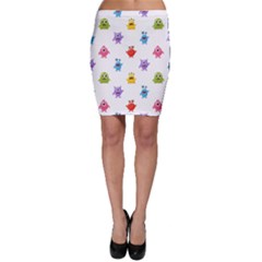 Seamless Pattern Cute Funny Monster Cartoon Isolated White Background Bodycon Skirt by Hannah976