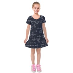 Mathematical Seamless Pattern With Geometric Shapes Formulas Kids  Short Sleeve Velvet Dress by Hannah976