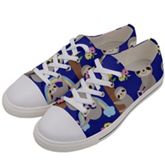Hand Drawn Cute Sloth Pattern Background Men s Low Top Canvas Sneakers by Hannah976