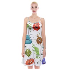 Dangerous Streptococcus Lactobacillus Staphylococcus Others Microbes Cartoon Style Vector Seamless P Spaghetti Strap Velvet Dress by Ravend