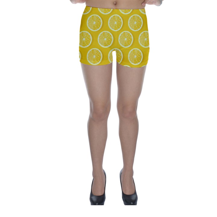 Lemon Fruits Slice Seamless Pattern Skinny Shorts