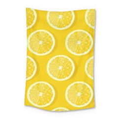 Lemon Fruits Slice Seamless Pattern Small Tapestry by Ravend