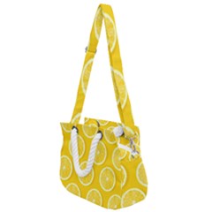 Lemon Fruits Slice Seamless Pattern Rope Handles Shoulder Strap Bag by Ravend