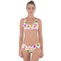 Tropical Fruits Berries Seamless Pattern Criss Cross Bikini Set