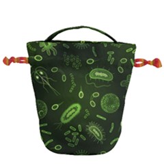 Bacteria Virus Seamless Pattern Inversion Drawstring Bucket Bag