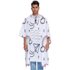 Abstract Classic Blue Background Men s Hooded Rain Ponchos by Apen