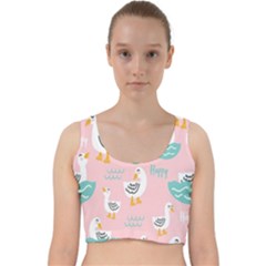 Cute Owl Doodles With Moon Star Seamless Pattern Velvet Racer Back Crop Top by Apen